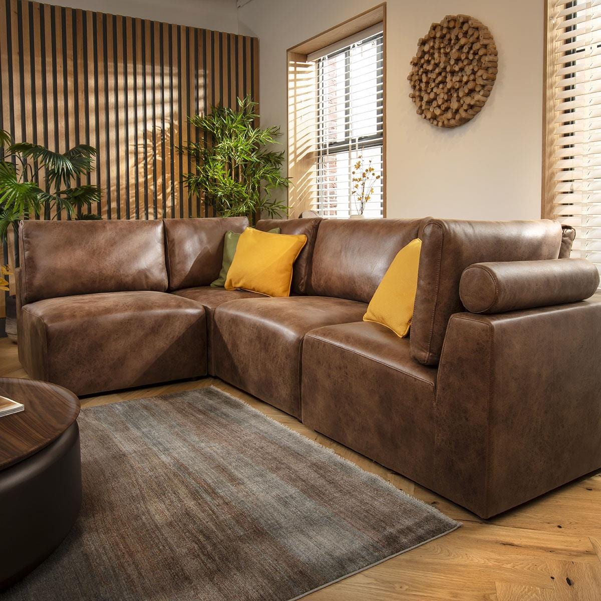 Victoria 4 Seater Corner Sofa Antique Brown 266x174cm 12R