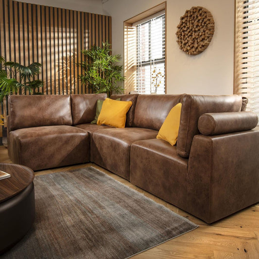 Victoria 4 Seater Corner Sofa Antique Brown 266x174cm 12R