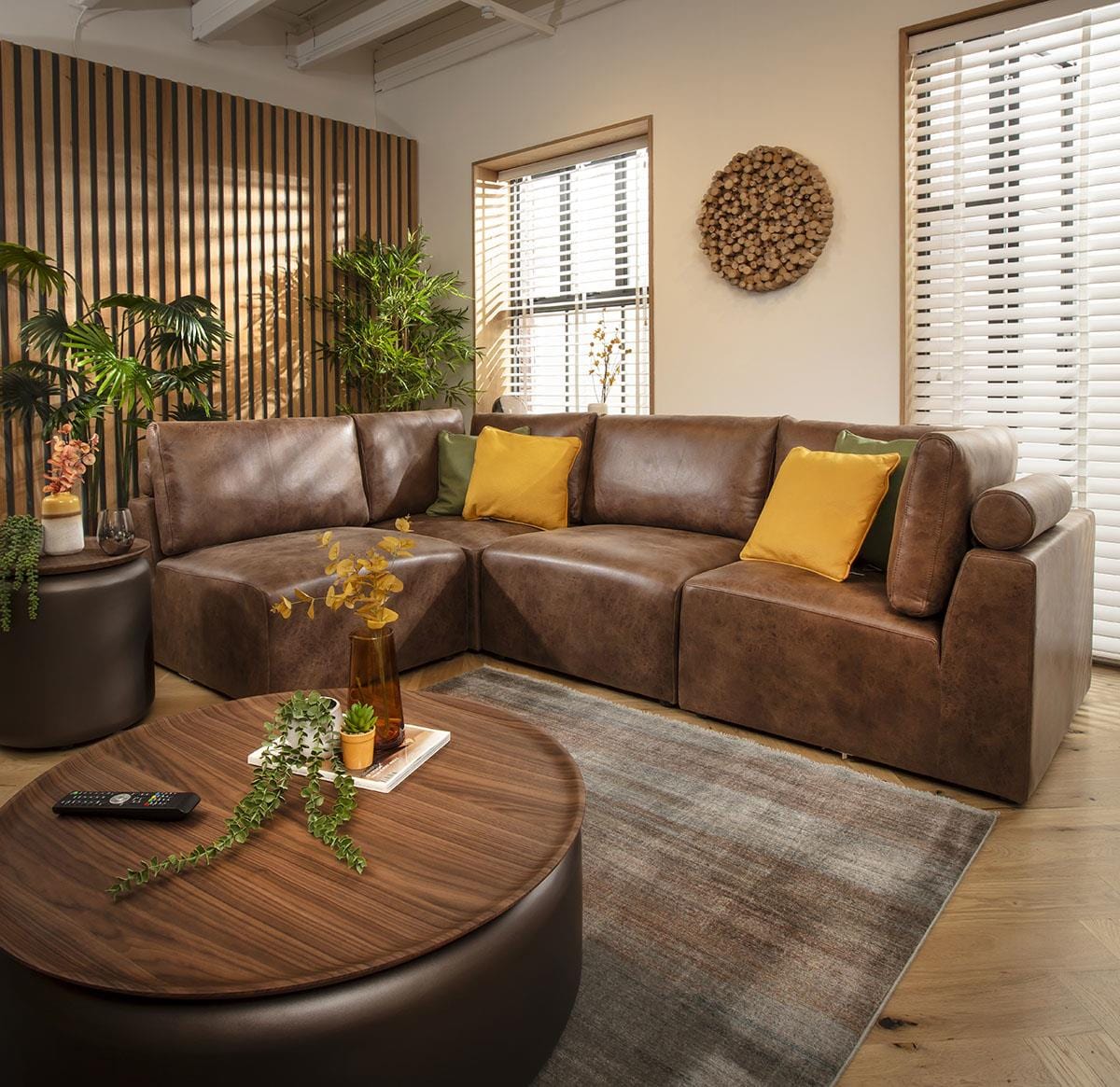 Victoria 4 Seater Corner Sofa Antique Brown 266x174cm 12R