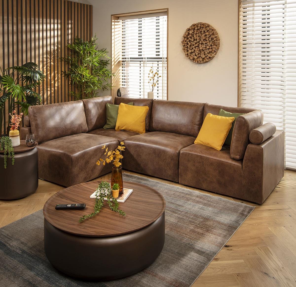 Victoria 4 Seater Corner Sofa Antique Brown 266x174cm 12R