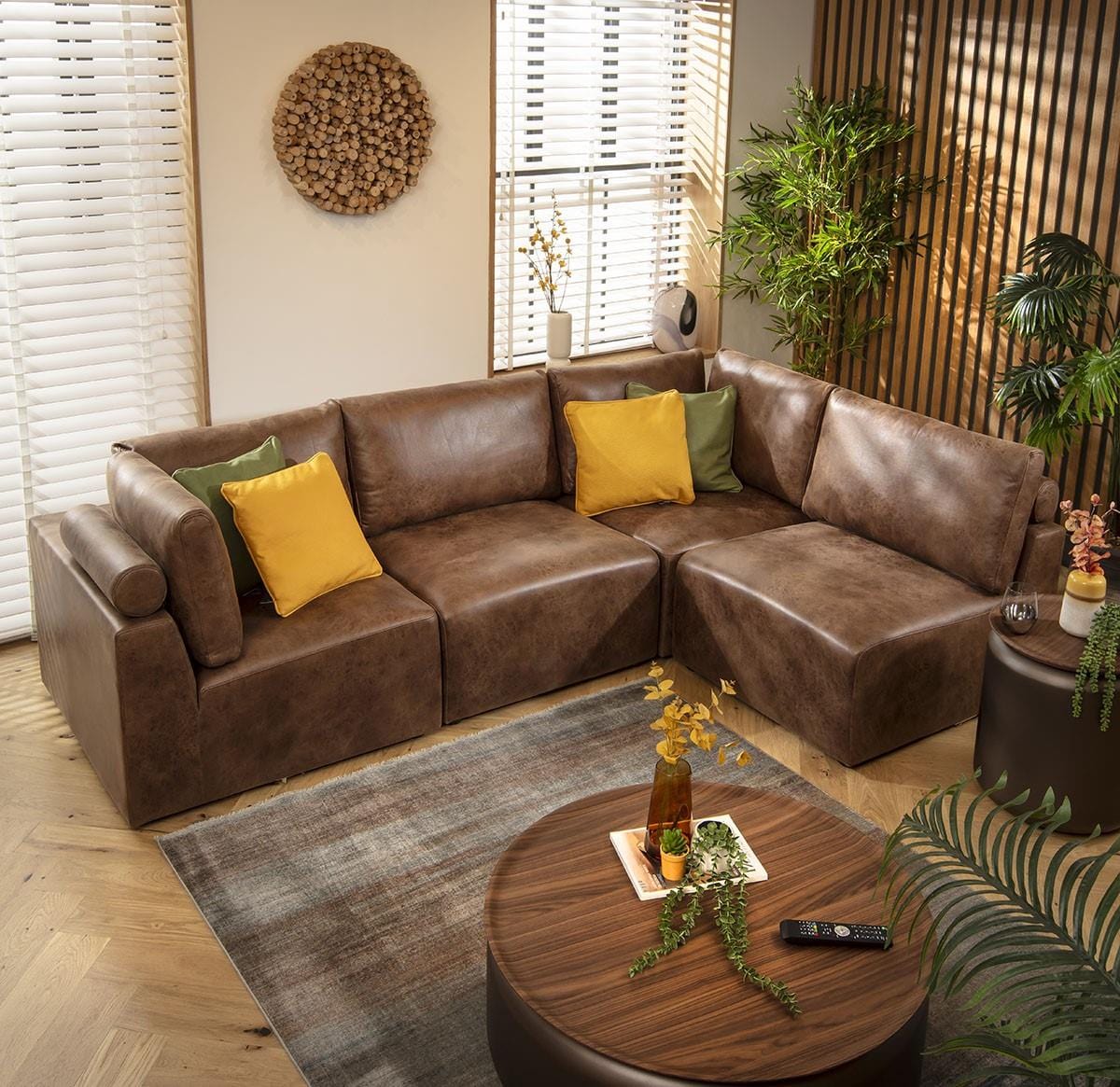 Victoria 4 Seater Corner Sofa Antique Brown 266x174cm 12L