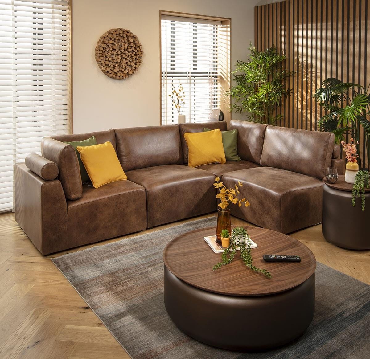 Victoria 4 Seater Corner Sofa Antique Brown 266x174cm 12L