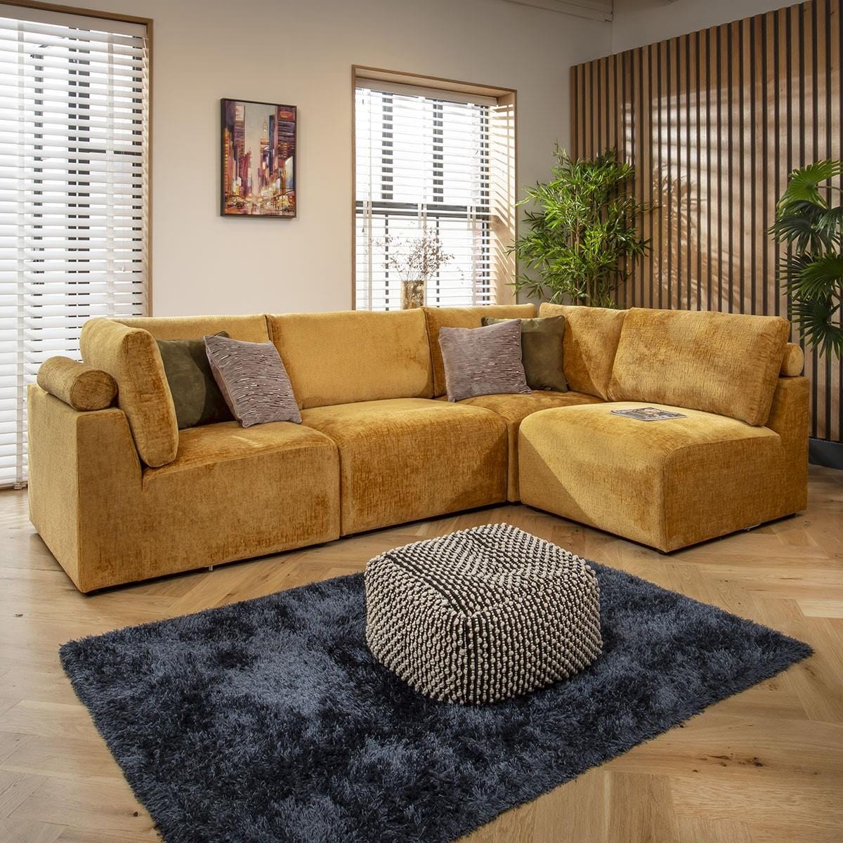 Victoria 4 Seater Corner Sofa Mustard Chenille 266x174cm 12L