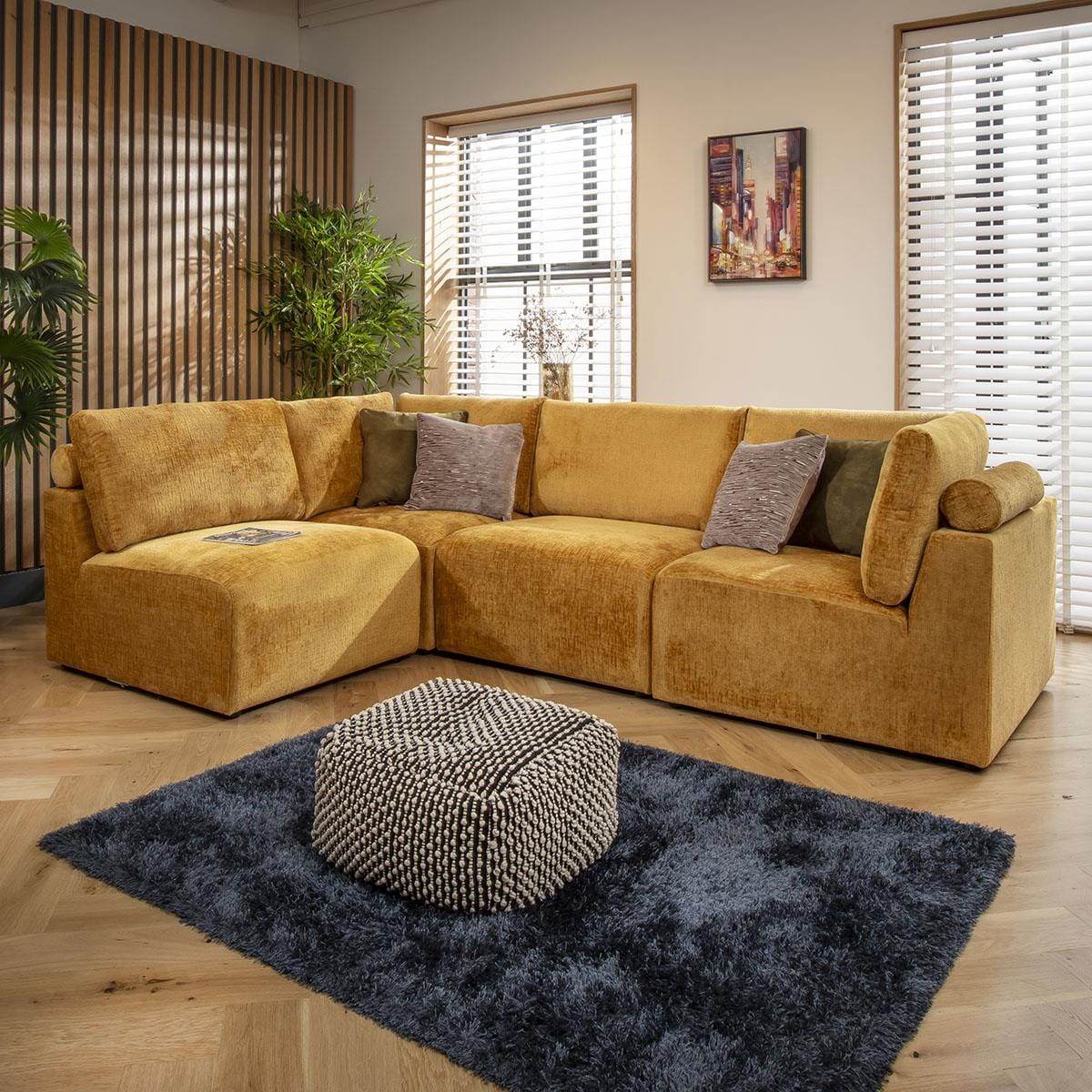 Victoria 4 Seater Corner Sofa Mustard Chenille 266x174cm 12R