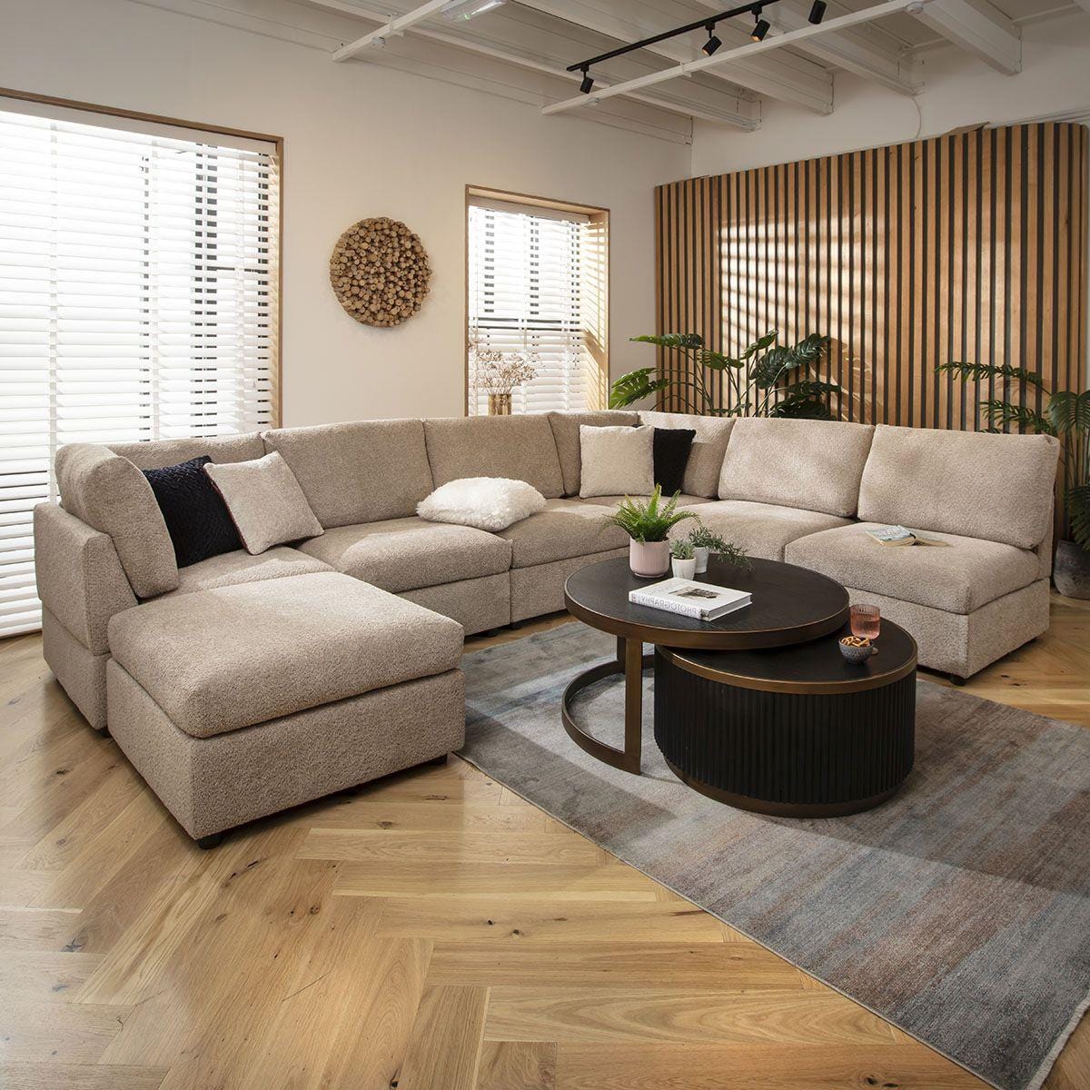 Sophie 6 Seater U-Shape Sofa Biscuit Beige Boucle 320x240cm 9R