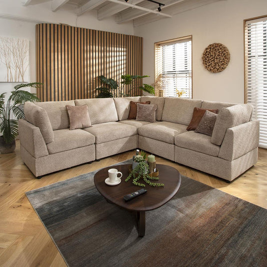 Sophie 6 Seater Corner Sofa Biscuit Beige Boucle 240x240cm 14