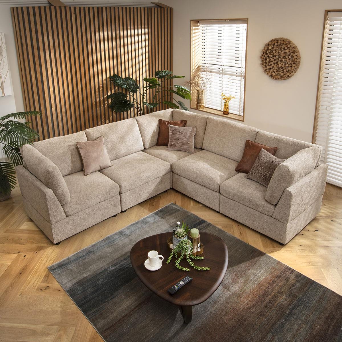 Sophie 6 Seater Corner Sofa Biscuit Beige Boucle 240x240cm 14