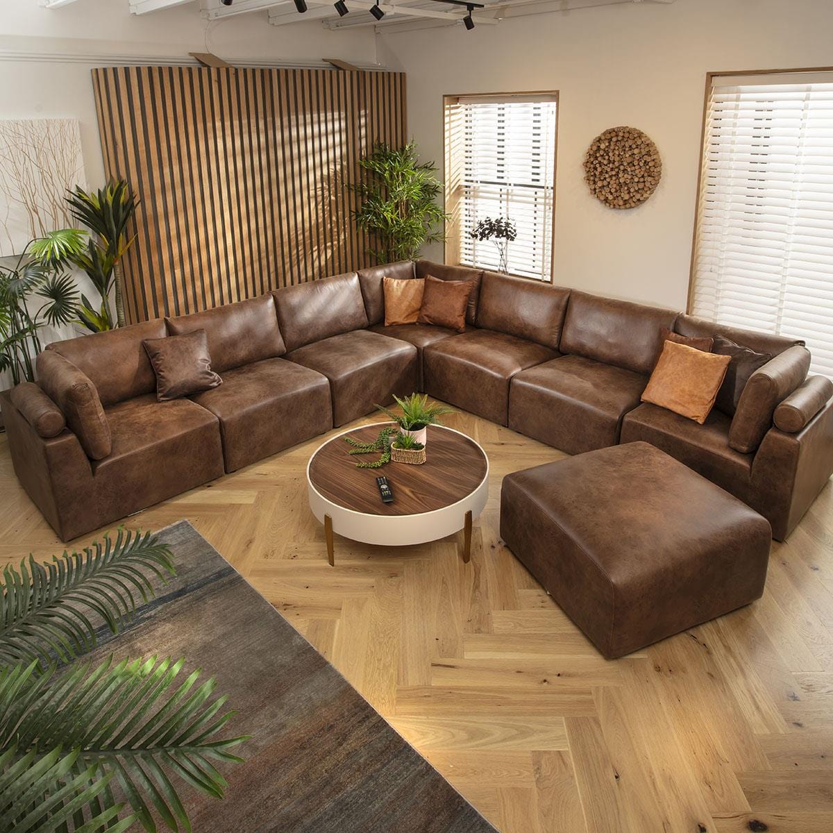 Victoria 8 Seater Corner Sofa Antique Brown 348x348cm 17