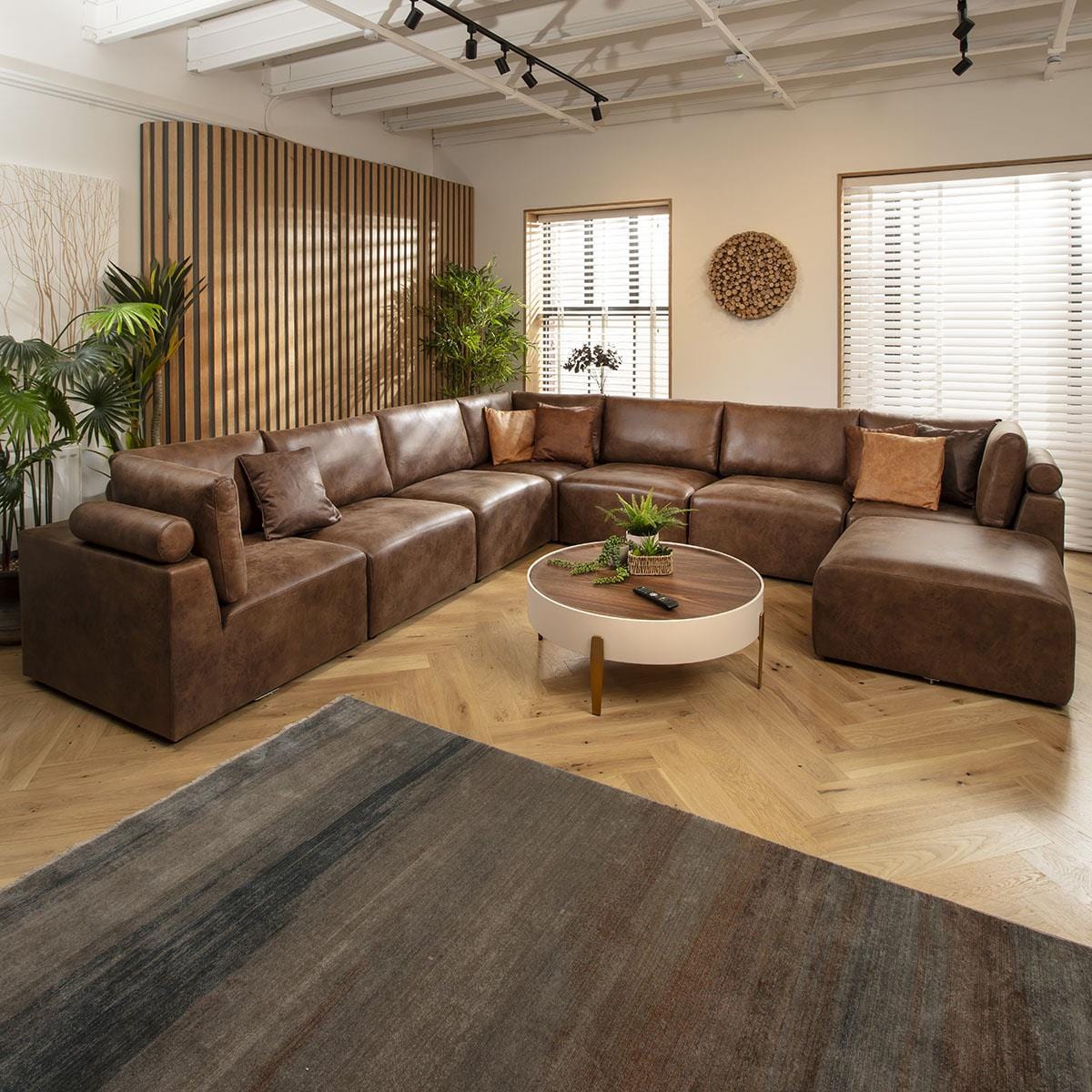 Victoria 8 Seater Corner Sofa Antique Brown 348x348cm 17