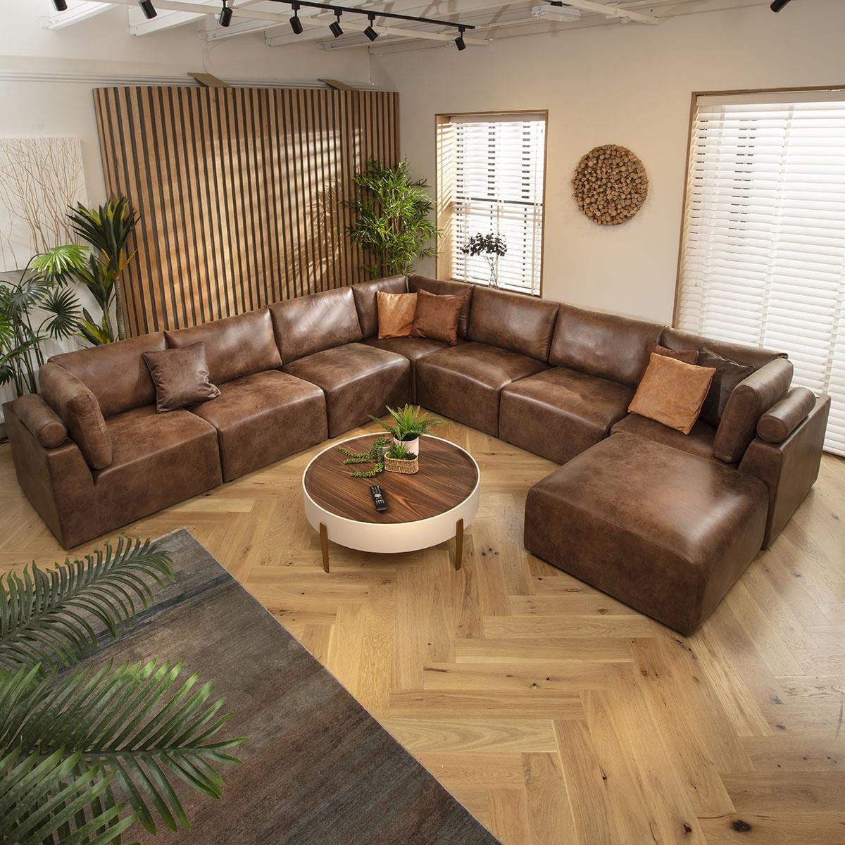 Victoria 8 Seater Corner Sofa Antique Brown 348x348cm 17