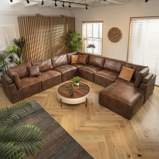 Victoria 8 Seater Corner Sofa Antique Brown 348x348cm 17