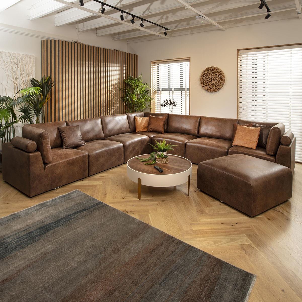 Victoria 8 Seater Corner Sofa Antique Brown 348x348cm 17