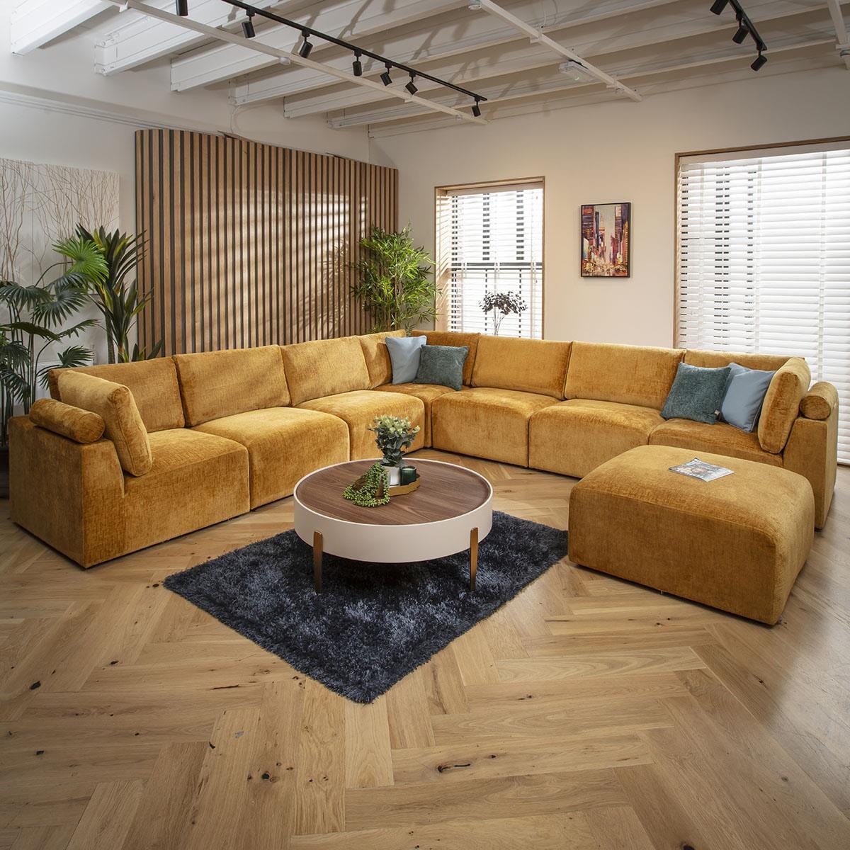 Victoria 8 Seater Corner Sofa Mustard Chenille 348x348cm 17