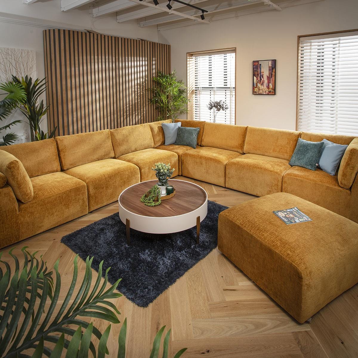 Victoria 8 Seater Corner Sofa Mustard Chenille 348x348cm 17