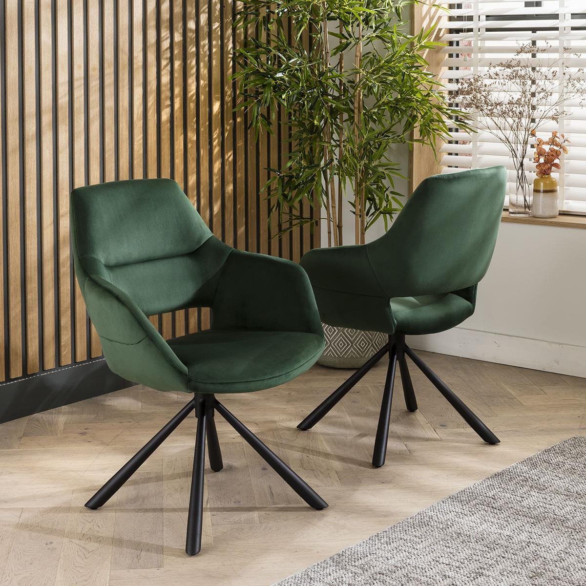 Davina Swivel Velvet Dining Chair Green