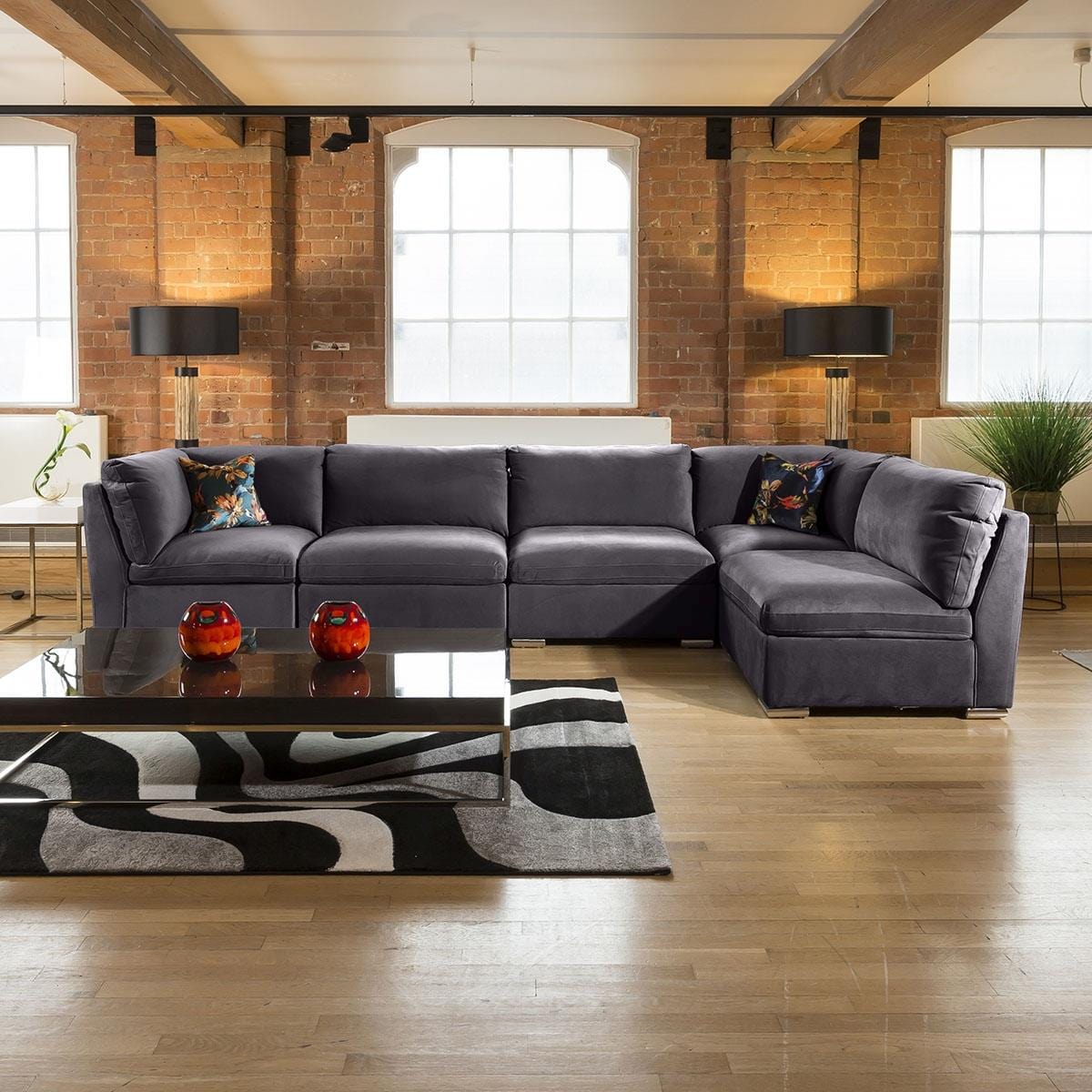 Huge Inviting Charlotte Corner Sofa Dark Grey 5 Seater L Shape 13L Living Room / Sofas / In Stock Sofas Sheffield Discount Furniture