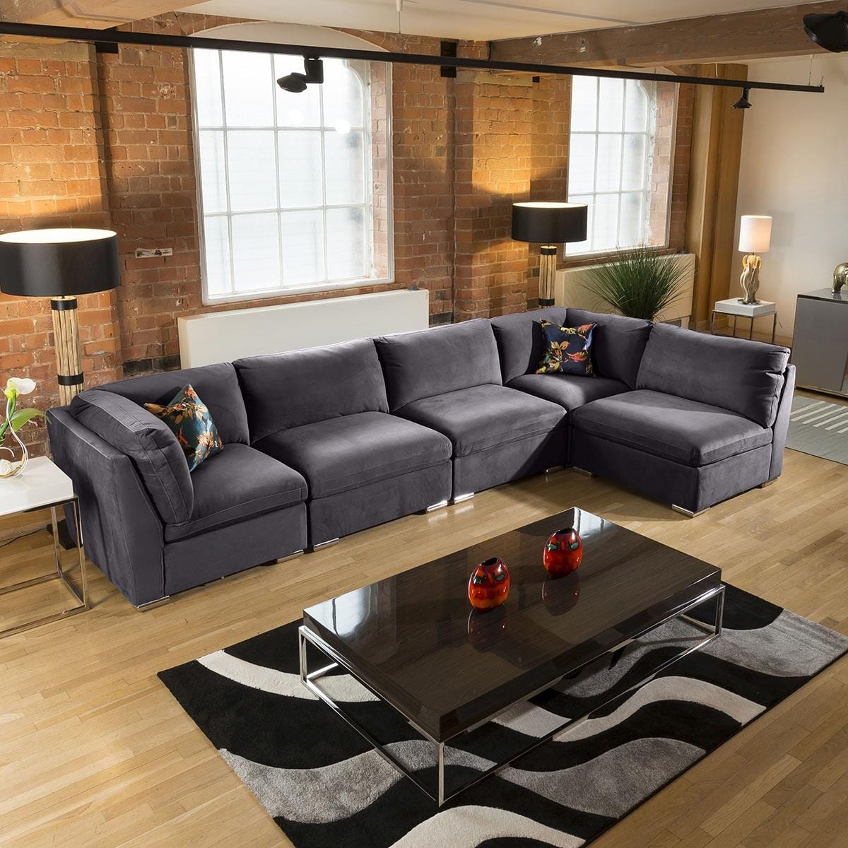 Huge Inviting Charlotte Corner Sofa Dark Grey 5 Seater L Shape 13L Living Room / Sofas / In Stock Sofas Sheffield Discount Furniture