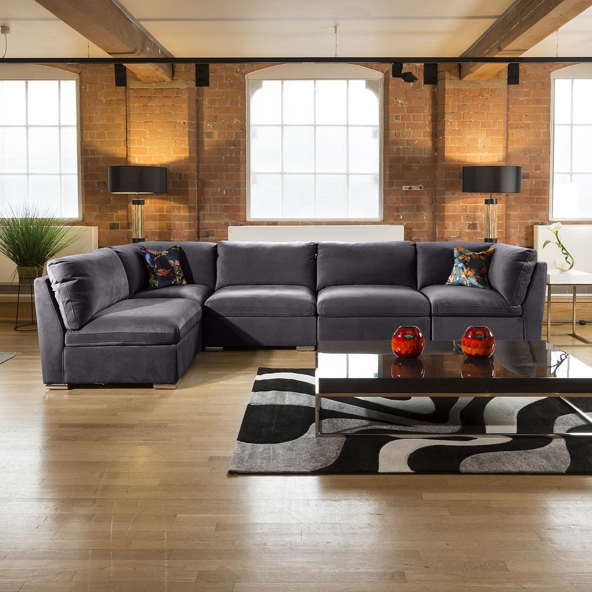 Huge Inviting Charlotte Corner Sofa Dark Grey 5 Seater L Shape 13R Living Room / Sofas / In Stock Sofas Sheffield Discount Furniture