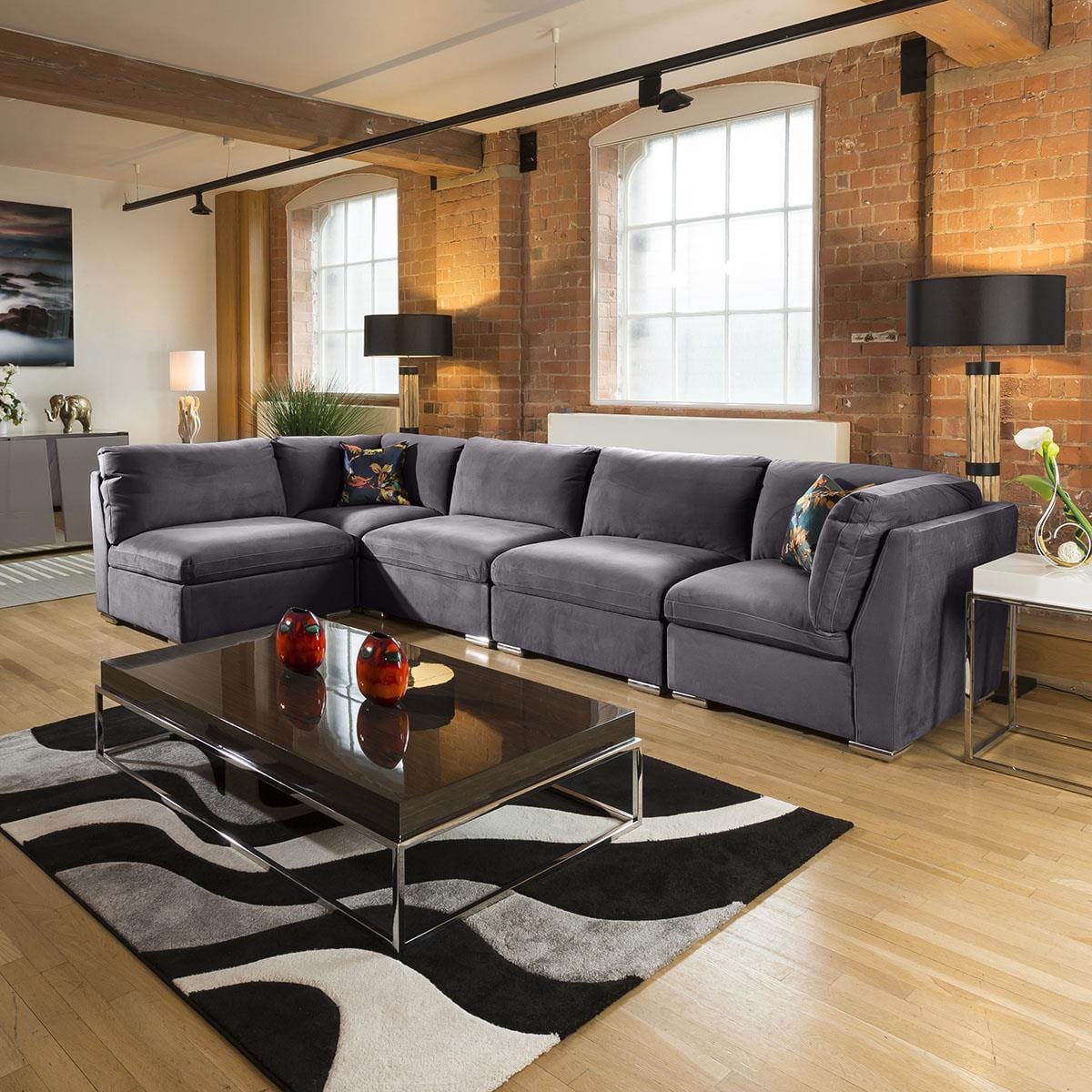 Huge Inviting Charlotte Corner Sofa Dark Grey 5 Seater L Shape 13R Living Room / Sofas / In Stock Sofas Sheffield Discount Furniture