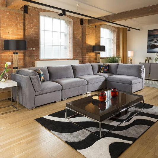 Huge Inviting Charlotte Corner Sofa Medium Grey 5 Seater L Shape 13L Living Room / Sofas / In Stock Sofas Sheffield Discount Furniture