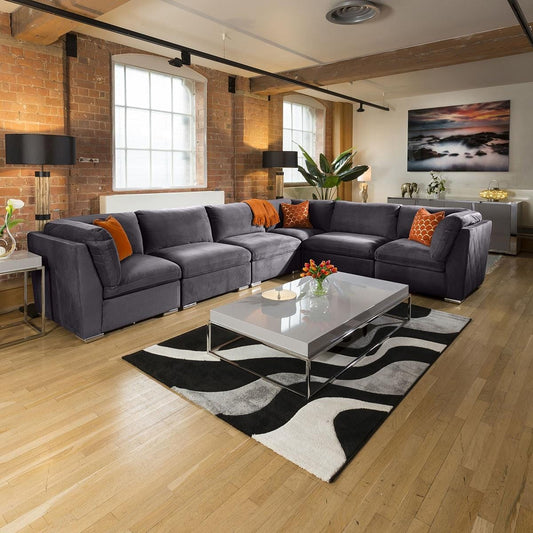 Inviting Charlotte Corner Sofa Dark Grey 6 Seater L Shape Settee 15L Living Room / Sofas / In Stock Sofas Sheffield Discount Furniture