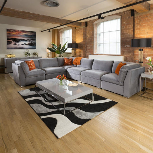 Inviting Charlotte Corner Sofa Medium Grey 6 Seater L Shape Settee 15R Living Room / Sofas / In Stock Sofas Sheffield Discount Furniture