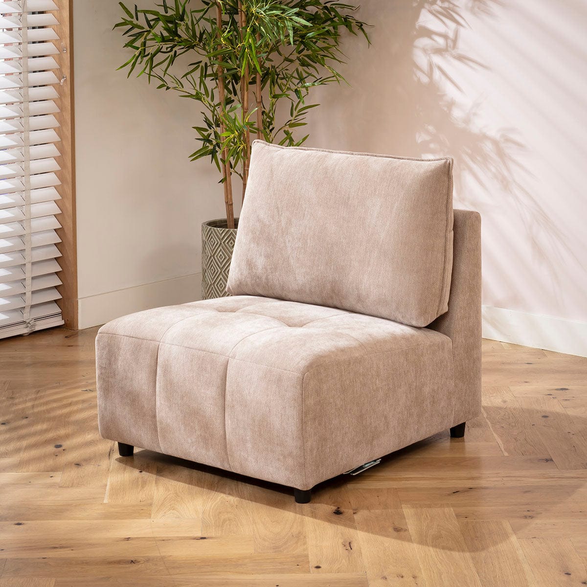 Jasmin Armless Middle Modular Sofa Section Neutral Beige 75x88cm