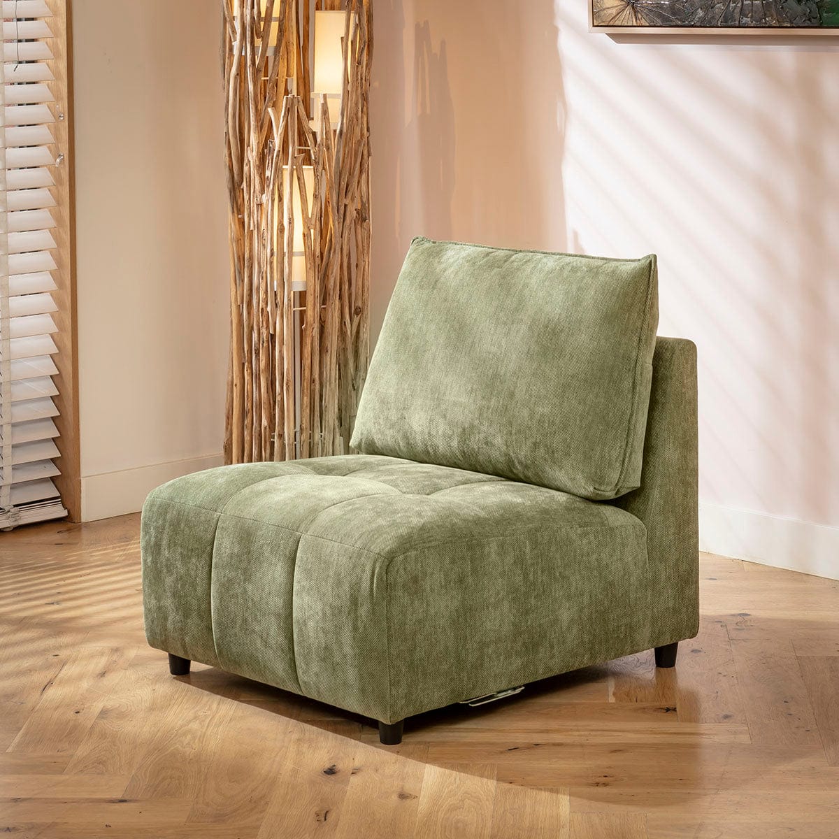 Jasmin Armless Middle Modular Sofa Section Olive Green 75x88cm