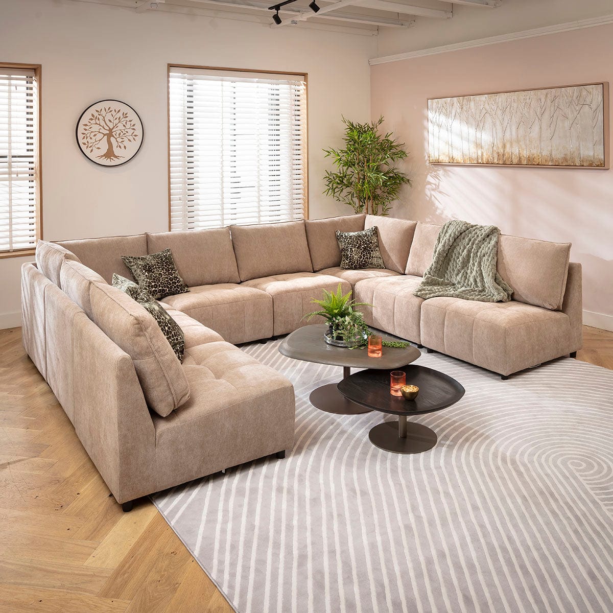 Jasmin Large 8 Seater Modular U-Shape Corner Sofa Beige 320x235cm 18