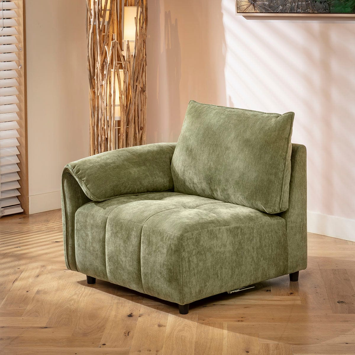 Jasmin Left-Hand Armed Modular Sofa Section Olive Green 88x88cm