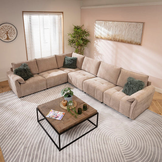 Jasmin Modern 6 Seater Modular Corner Sofa Beige 323x248cm 15
