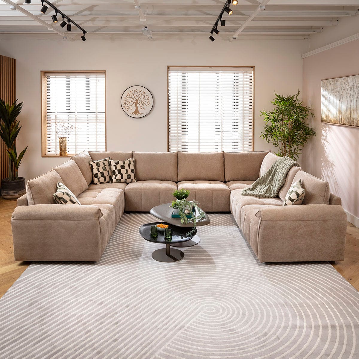 Jasmin Modern 8 Seater Modular U-Shape Corner Sofa Beige 320x248cm 11B