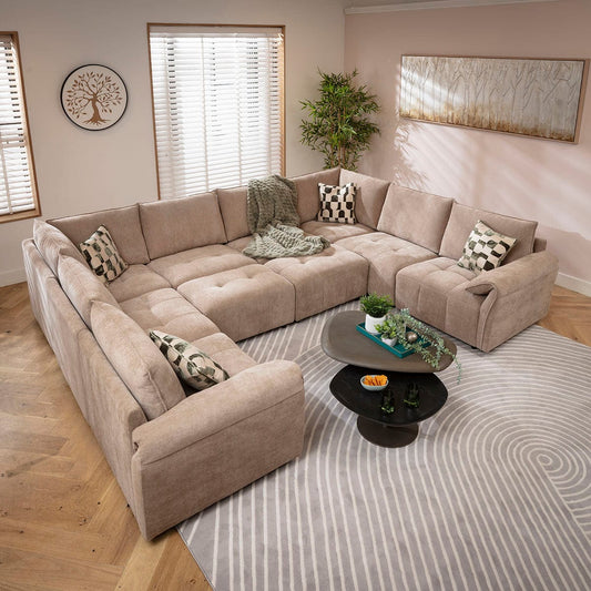 Jasmin Modern 8 Seater Modular U-Shape Corner Sofa Beige 320x248cm 11B