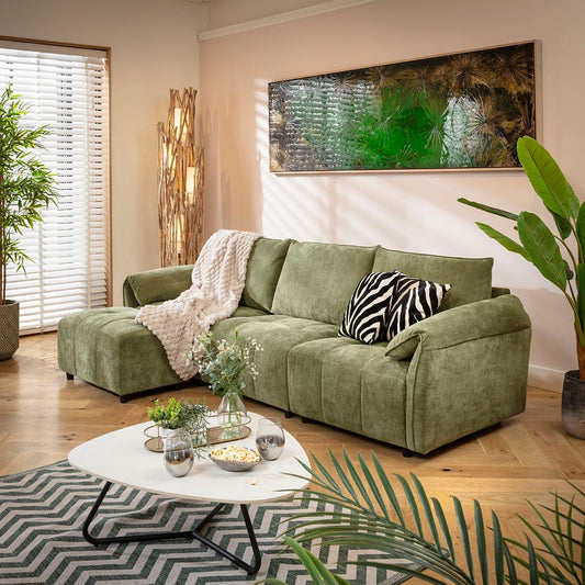 Jasmin 3 Seater Modular Corner Chaise Sofa Green 251x138cm 2