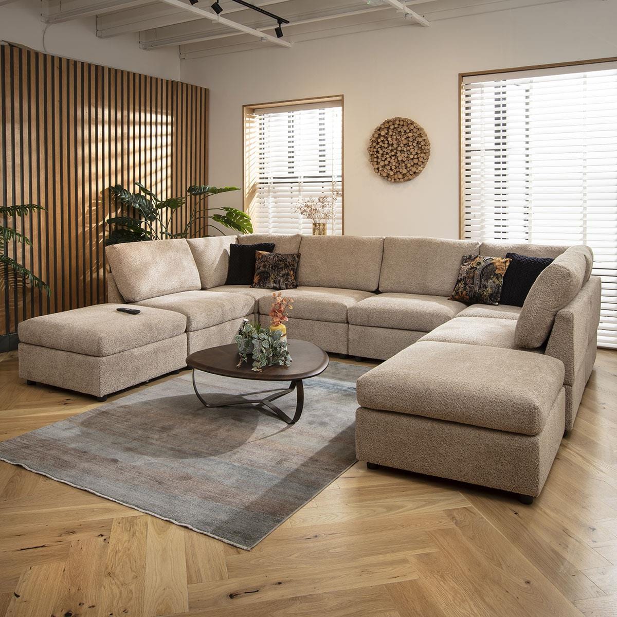 Sophie 6 Seater U-Shape Sofa Biscuit Beige Boucle 320x240cm 10 Quatropi Furniture