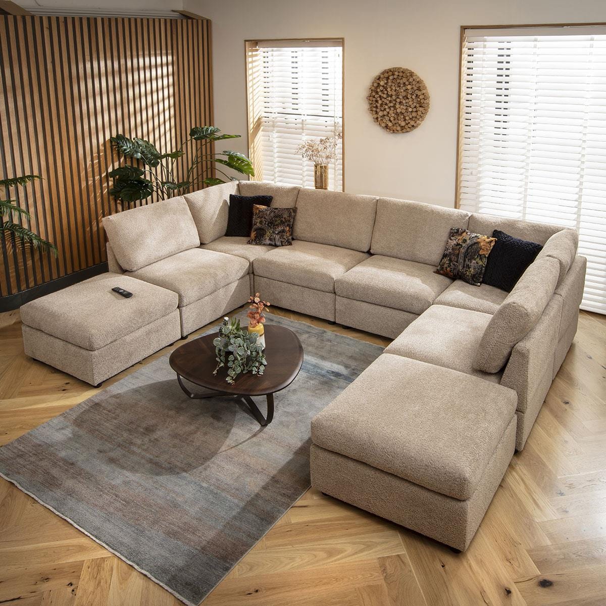 Sophie 6 Seater U-Shape Sofa Biscuit Beige Boucle 320x240cm 10 Quatropi Furniture
