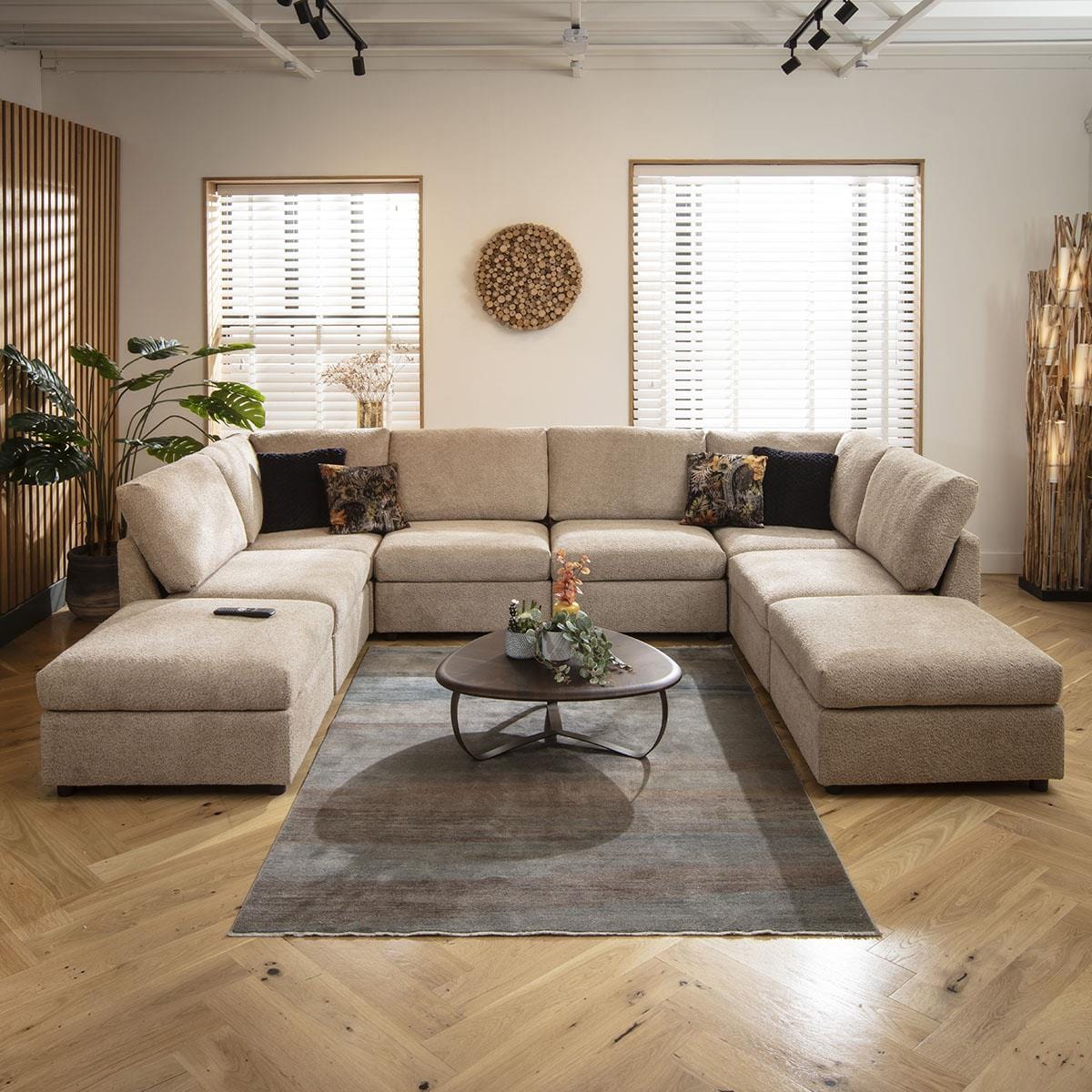 Sophie 6 Seater U-Shape Sofa Biscuit Beige Boucle 320x240cm 10 Quatropi Furniture