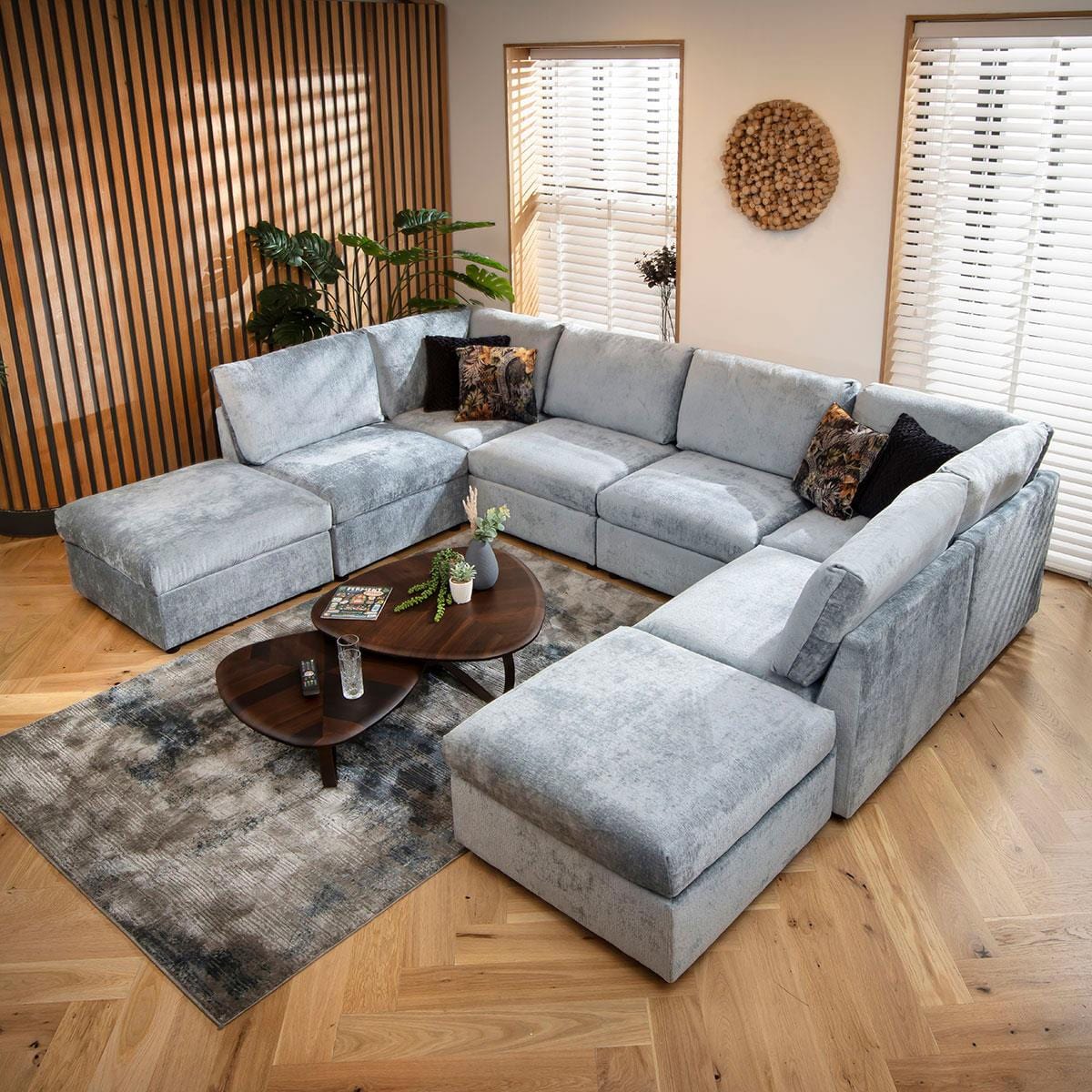 Sophie 6 Seater U-Shape Sofa Blue Chenille 320x240cm 10 Quatropi Furniture