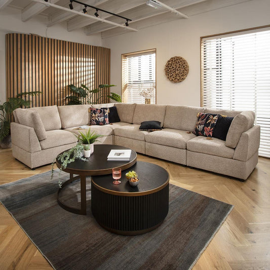 Sophie 6 Seater Corner Sofa Biscuit Beige Boucle 320x240cm 15R