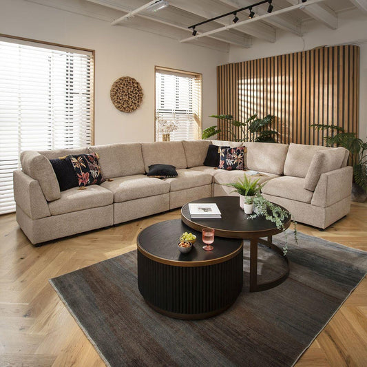 Sophie 6 Seater Corner Sofa Biscuit Beige Boucle 320x240cm 15L