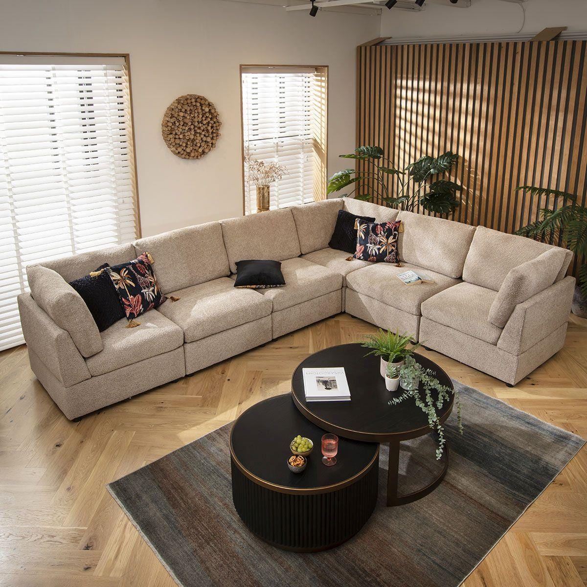 Sophie 6 Seater Corner Sofa Biscuit Beige Boucle 320x240cm 15L