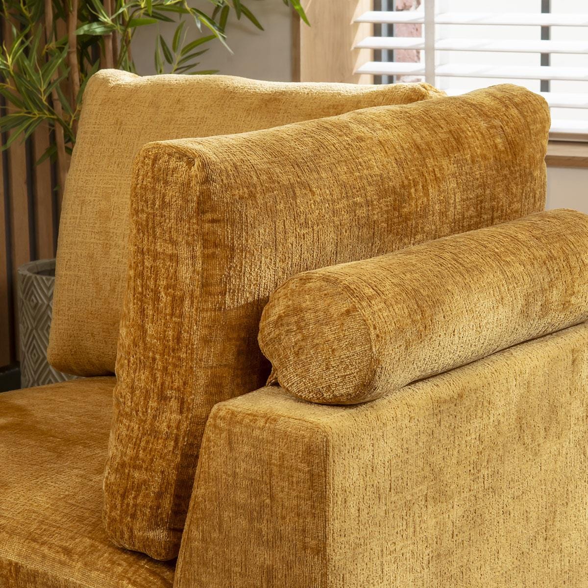 Victoria 6 Seater Corner Sofa Mustard Chenille 348x266cm 15R