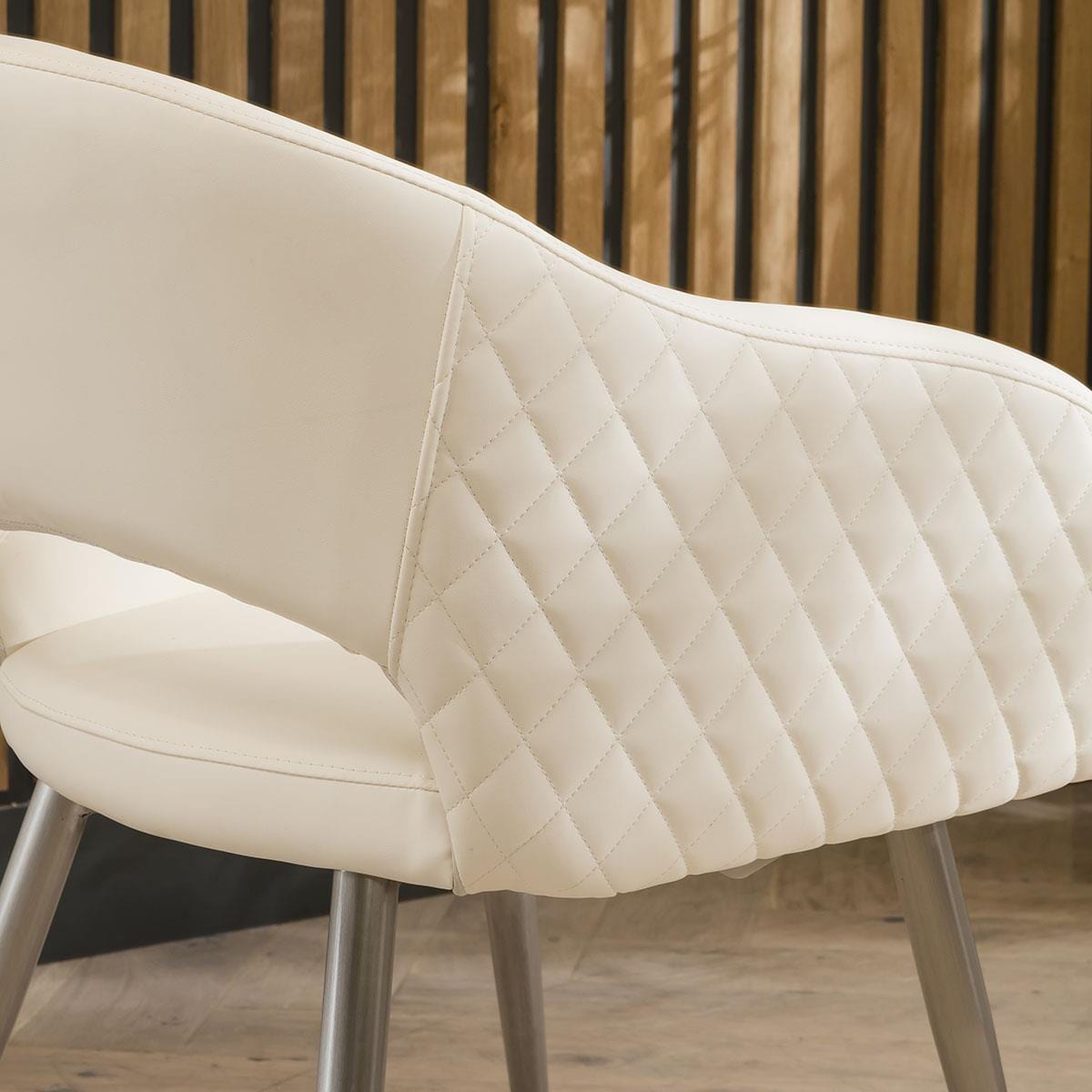 Lucy Leather Carver Dining Chair with Arms White