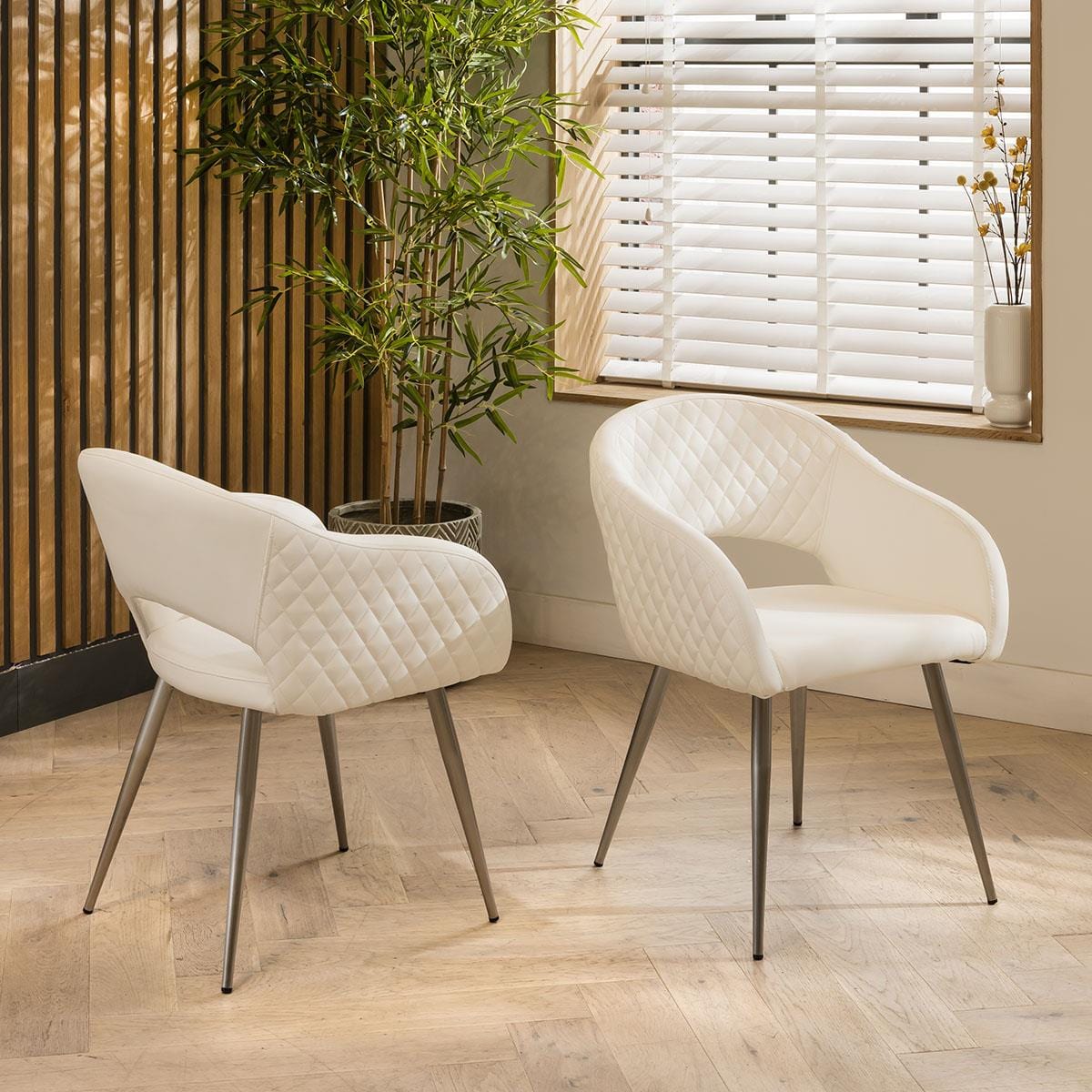 Lucy Leather Carver Dining Chair with Arms White