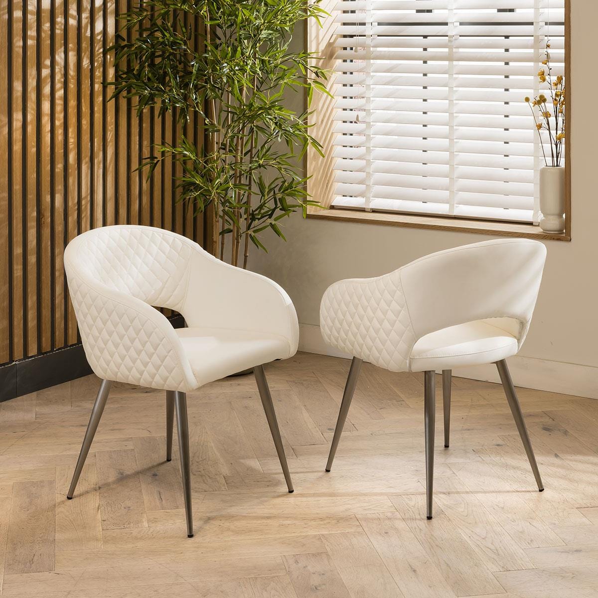 Lucy Leather Carver Dining Chair with Arms White