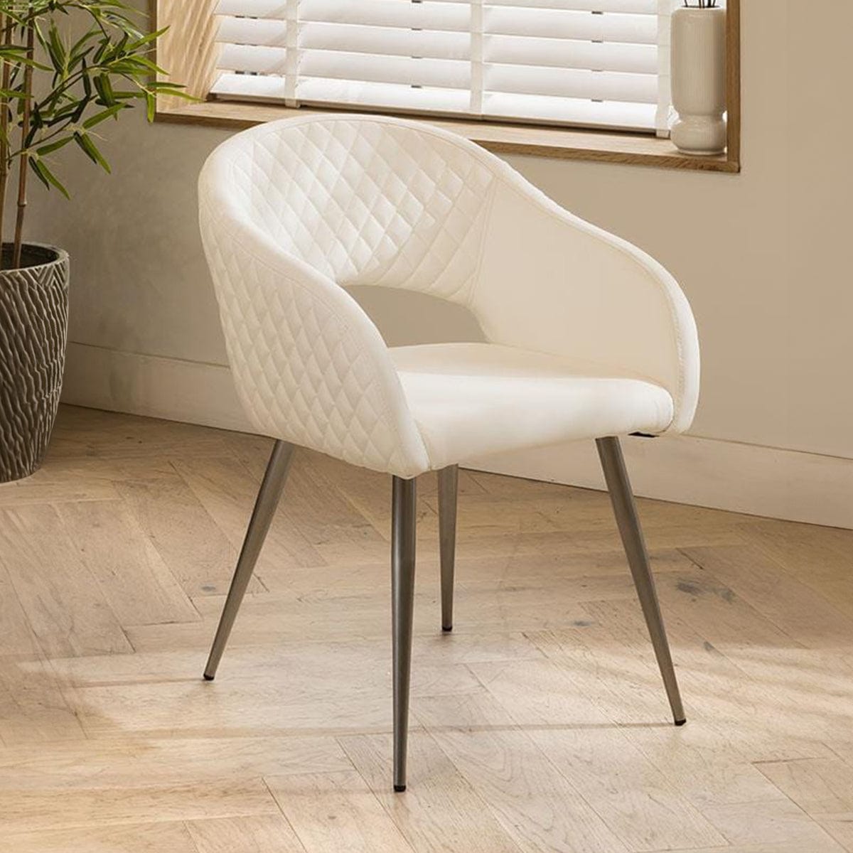 Lucy Leather Carver Dining Chair with Arms White