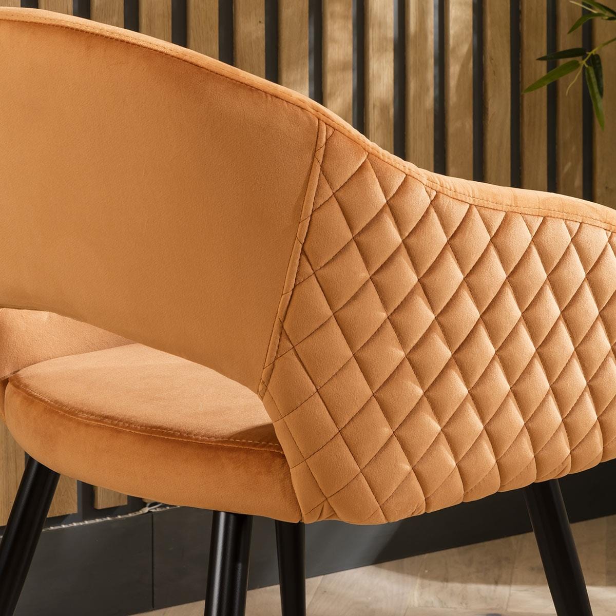 Lucy Velvet Carver Dining Chair with Arms Orange