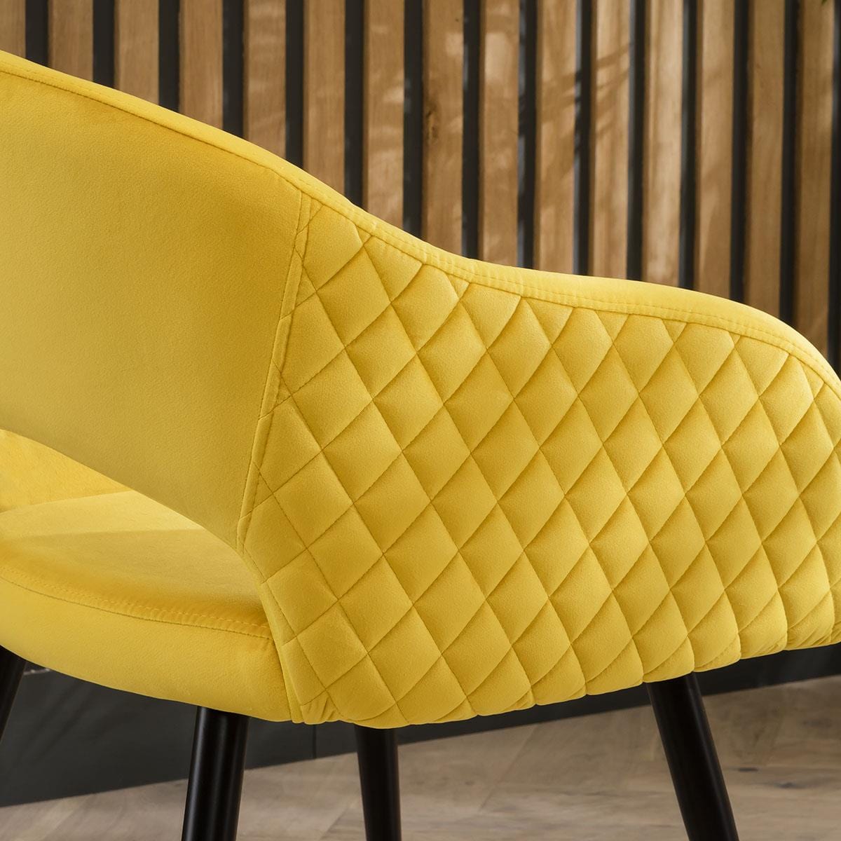 Lucy Velvet Carver Dining Chair with Arms Yellow