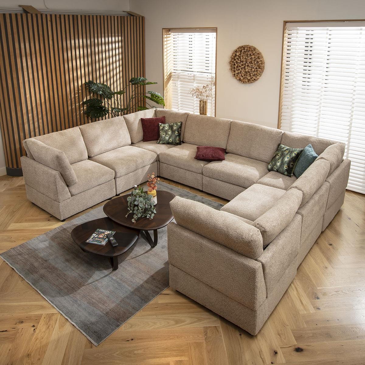 Sophie 8 Seater U-Shape Sofa Biscuit Beige Boucle 320x240cm 11