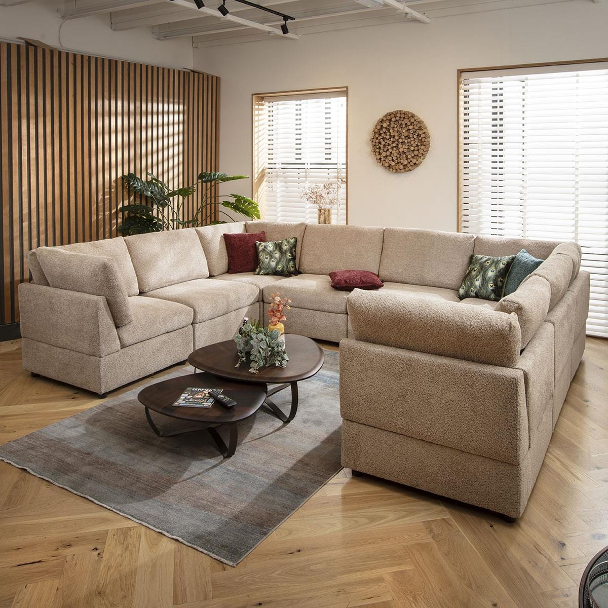 Sophie 8 Seater U-Shape Sofa Biscuit Beige Boucle 320x240cm 11